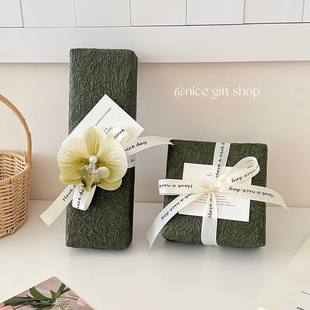 diy烟盒送给男友 纸材料套装 墨绿色高质感石纹纸 ins节日礼物包装