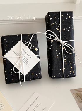 ins风黑色洒金包装纸高级感金银点节日礼品纸装饰diy手工包装送礼