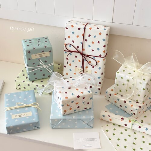 ins风韩系星星礼物包装纸创意6款牛皮纸氛围感节日礼品装饰打包纸