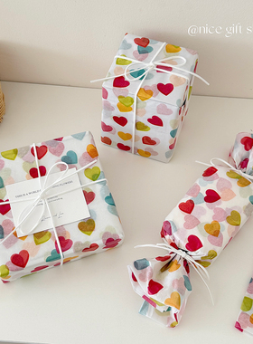 彩色爱心雪梨纸~ins五彩礼物包装纸蛋糕烘焙雪梨纸出卡打包礼品纸