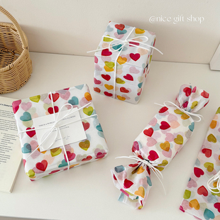 彩色爱心雪梨纸 纸蛋糕烘焙雪梨纸出卡打包礼品纸 ins五彩礼物包装
