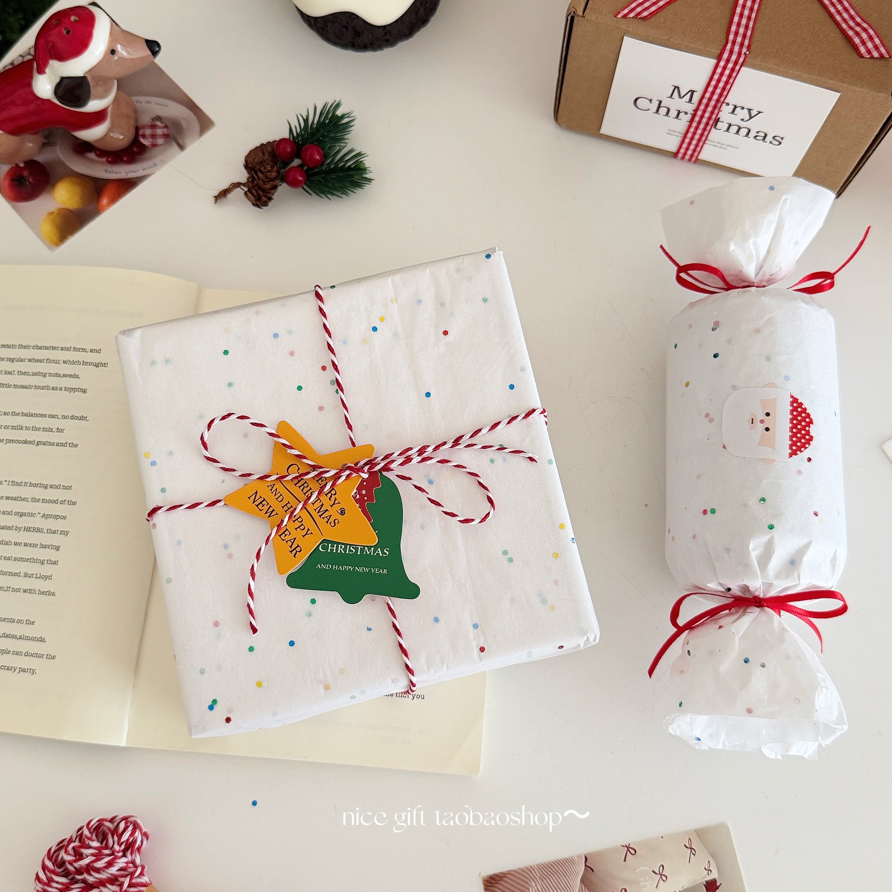 ins风彩色亮片点点雪梨纸圣诞节礼品装饰包装纸礼物打包内衬纸diy