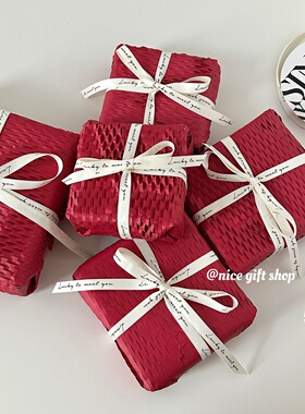 ins风红色喜庆蜂窝纸环保网格礼物包装纸新年糖果饼干礼盒填充纸