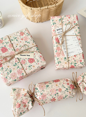 春日花圃韩系复古碎花礼物包装纸雪梨纸高颜值出卡打包内衬纸拍照