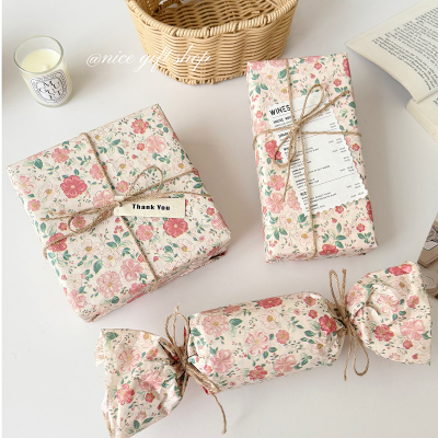 春日花圃韩系复古碎花礼物包装纸雪梨纸高颜值出卡打包内衬纸拍照