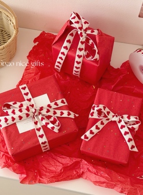 新年红色亮片雪梨纸ins情人节节日礼品打包纸浪漫花艺装饰送对象