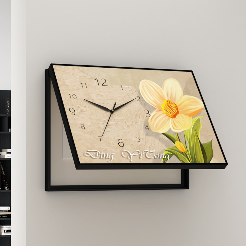 电表箱装饰画现代简约带钟表挂画挂钟客厅配电箱遮挡画餐厅壁画钟