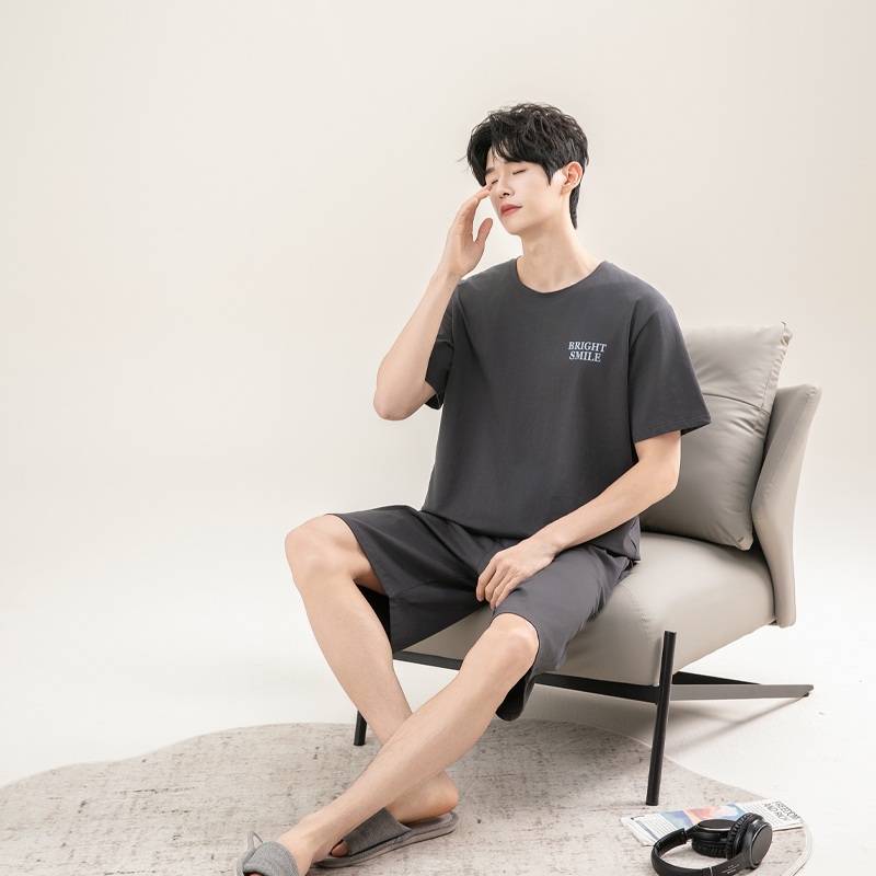 睡衣男士夏季薄款2025年新款纯棉短袖短裤简约休闲夏天家居服套装