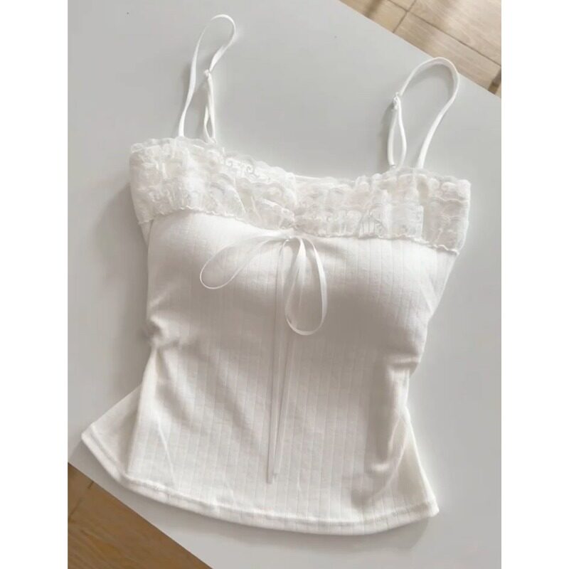 纯欲风蕾丝花边带胸垫吊带背心女春季温柔风气质百搭显瘦内搭上衣