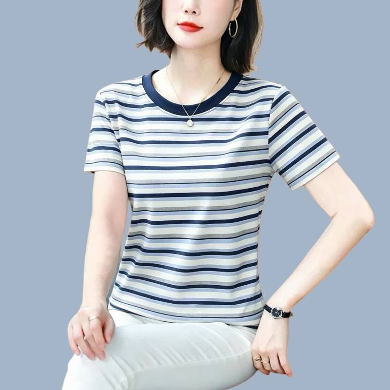 妈妈夏装纯棉短袖T恤女宽松大码