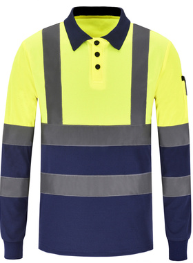 反光T恤衫长袖道路工作男女管理人员吸湿排汗反光衣交通安全服