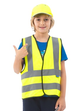小砂糖橘小孩上学反光安全背心马甲安全服反光衣训练反光服活动服