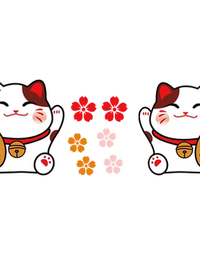 招财猫车贴遮挡划痕侧面个性装饰
