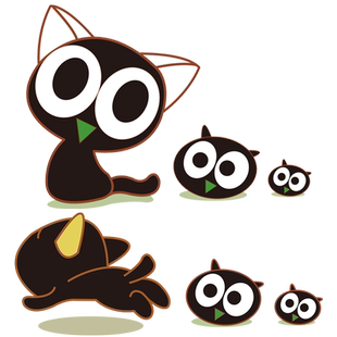 卓贴 汽车车贴划痕遮挡大面积卡通动漫小黑猫装饰电瓶车刮痕贴纸