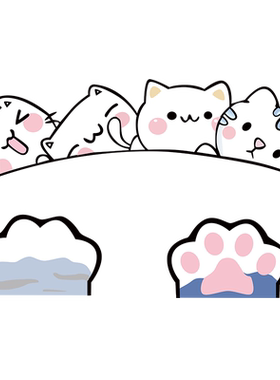 卡通猫猫个性划痕遮挡装饰