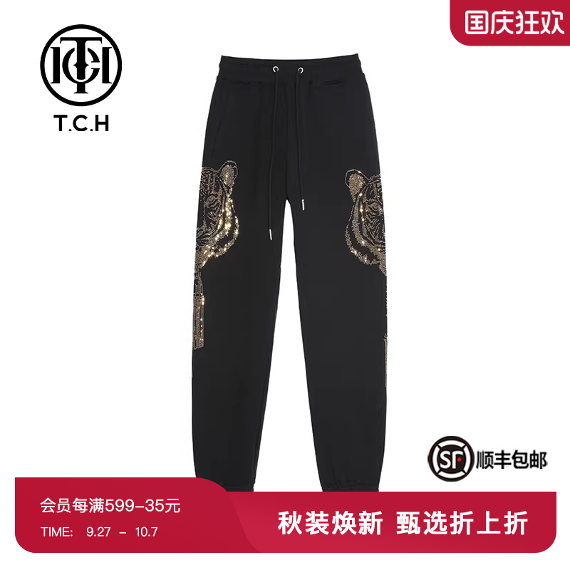 TCH双侧虎头烫金男女同款休闲裤