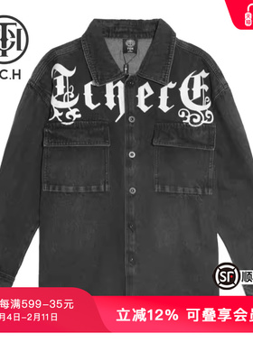 TCH春秋新款潮牌天使复古烫钻印花牛仔外套男女T21106C3002