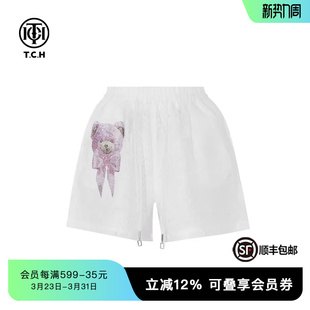 休闲百搭阔腿短裤 烫钻小熊时尚 女T75A21E5019 新款 TCH私服夏季