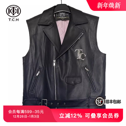 TCH拉链时尚潮牌常规款翻领烫钻