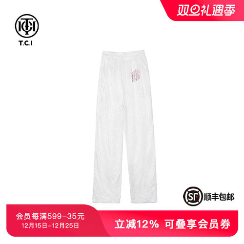 TCH新中式直筒裤轻奢烫钻