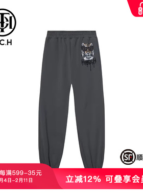 TCH潮牌轻奢墨镜虎头长裤烫钻休闲裤冬季新款百搭T66D208057