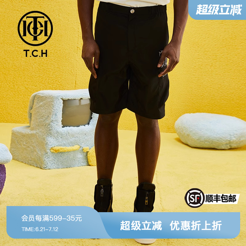 TCH潮牌烫钻字母休闲五分裤