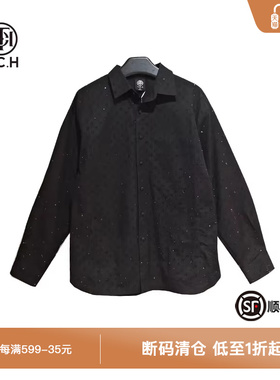 TCH轻奢潮牌衬衫女新款时尚满印烫钻长袖衬衣男S69C136001