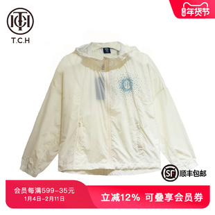 TCH潮牌新款烫钻时尚百搭短款米色外套男女同款T69B17E6011