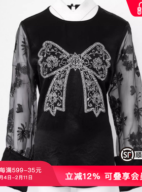 TCH潮牌重工烫钻时尚显瘦新中式春秋新款轻奢黑色衬衫T75A08M9046