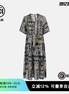 TCH现货私服时尚花色图案烫钻女款公主裙T75B30E5262轻奢tch