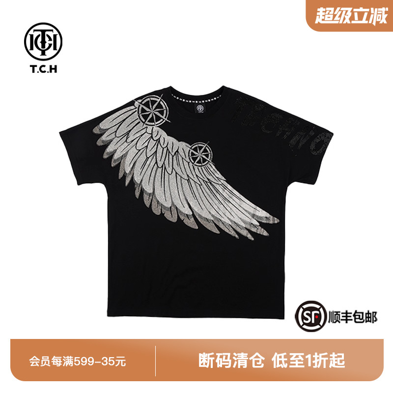 TCH轻奢夏季新款烫钻百搭圆领T恤上衣男女同款T72B106158