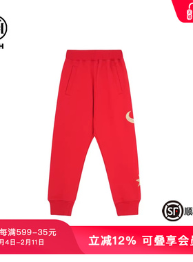 TCH潮牌童装烫钻松紧腰红色休闲裤子秋冬新款男女同款T66C20E501K