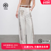 TCH私服烫钻时尚 T75B20E5029 新款 百搭小熊宽松阔腿休闲裤 女夏季