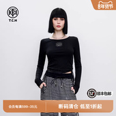 修身 显瘦内搭外穿长袖 T恤打底衫 TCH辣妹风闪钻时尚 女春秋新款