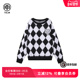 T69D098021 黑白格烫钻圆领针织衫 韩栋同款 TCH轻奢潮牌新款