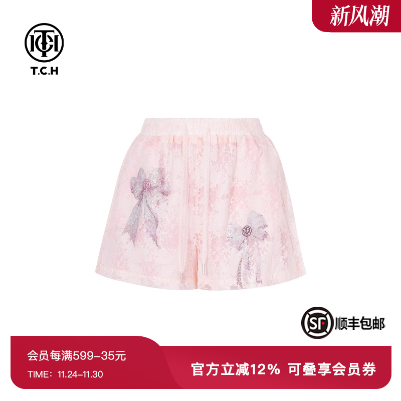 烫钻休闲时尚印花高腰短裤