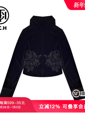 TCH新中式系列花卉烫钻连帽防晒衫T72B27E9035