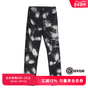 TCH潮牌轻奢潮牌大C长裤扎染烫钻黑色牛仔长裤商场同款T66A208102