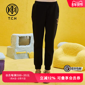 TCH轻奢潮牌休闲烫钻字母春秋男女黑色长裤 T69A206052