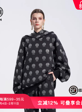 TCH美式高街烫钻宽松时尚连帽卫衣男女同款春秋T72C126022