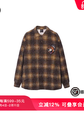 TCH轻奢潮牌冬季新重工烫钻格子复古宽松衬衫T69D136005