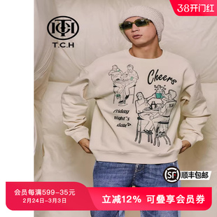 TCH潮牌轻奢宽松套头卡通春秋卫衣男女T69C116047