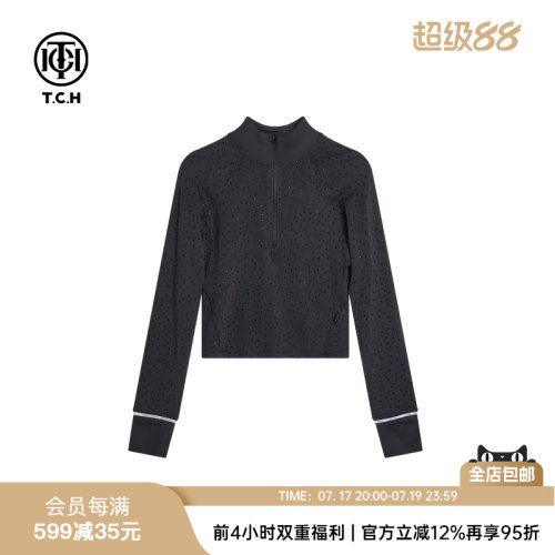 TCH轻奢春秋新款时尚烫钻小立领打底衫上衣T72A026012