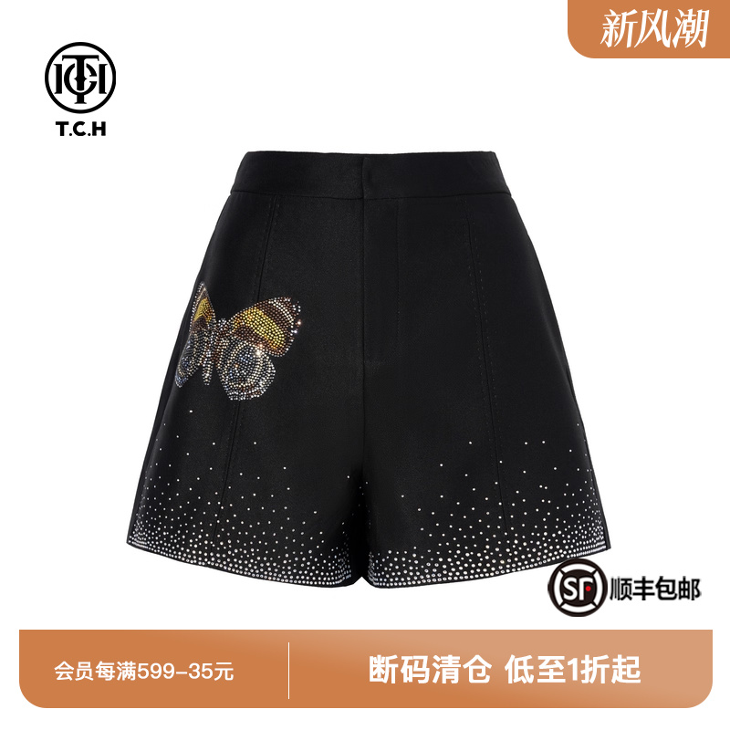 TCH私服烫钻工艺时尚休闲百搭气质蝴蝶短裤女T75B21E1017轻奢tch