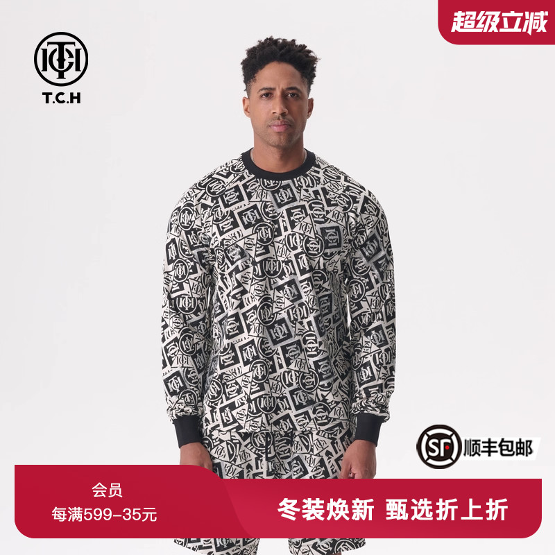 TCH轻奢春秋新款logo圆领长袖T恤上衣轻奢系列T72A086048