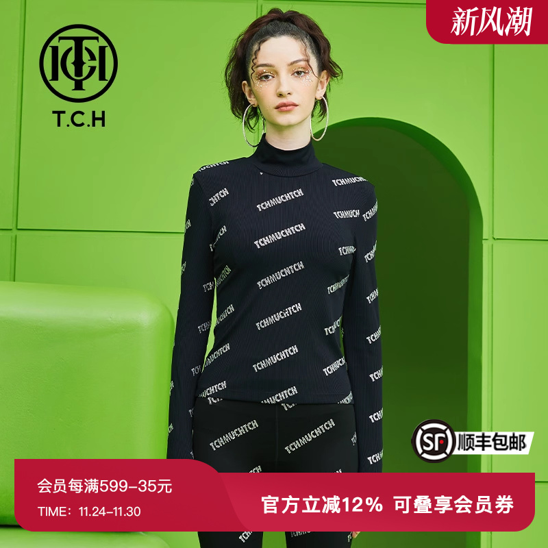 TCH潮牌打底衫烫钻满印字母长袖