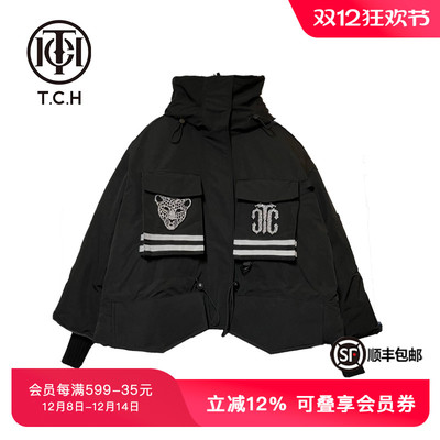 TCH潮牌羽绒服年冬季新款烫钻冲锋夹克男女同款T66D19E8001