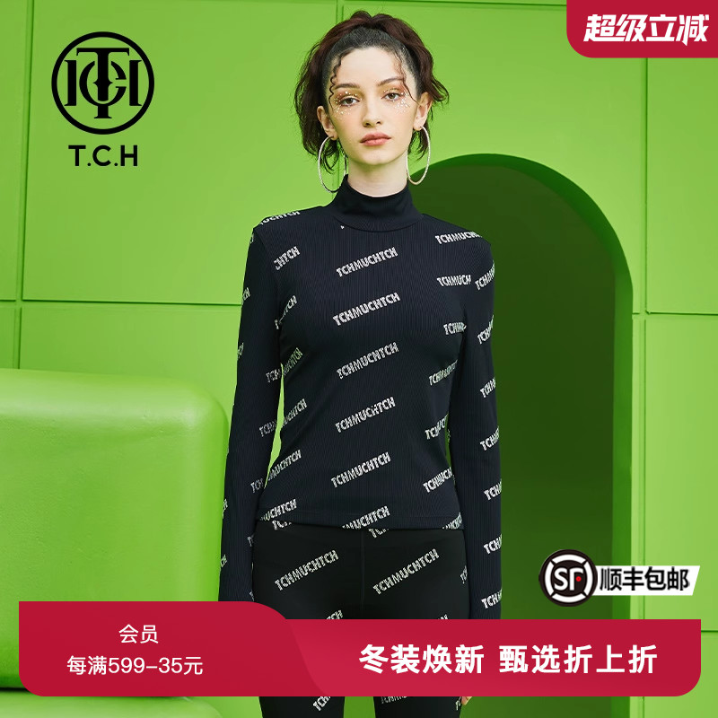 TCH潮牌打底衫烫钻满印字母长袖