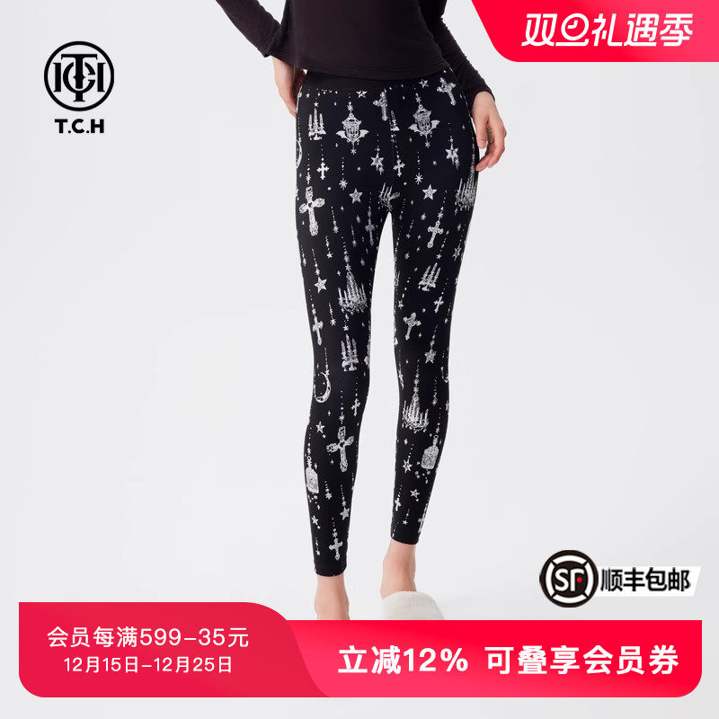 TCH春秋新款烫钻十字架打底裤修身显瘦外穿长裤女T72C236005