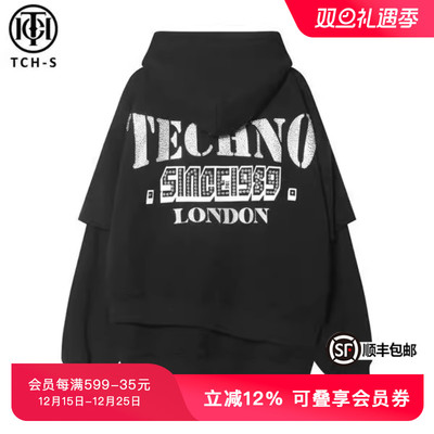 TCH潮牌假两件狗头时尚烫钻经典系列套头卫衣男女S69B126006
